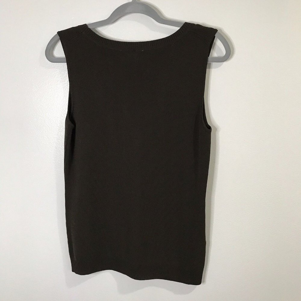 Ann Taylor Loft Brown Sweater Tank Top Shirt Size Large L Stretch Knit Blouse - Picture 6 of 9